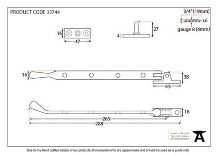Black 10" Cast Peardrop Stay | 33744 - Image 2