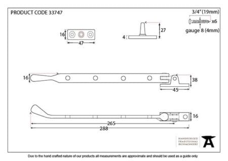 Antique Pewter 10" Peardrop Stay | 33747 - Image 2