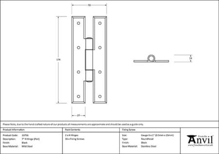 Black 7" H Hinge (pair) | 33756 - Image 2