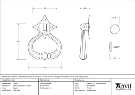 Pewter Shakespeare Door Knocker | 33805 - Image 2