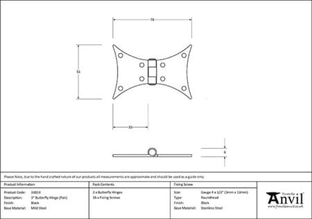 Black 3" Butterfly Hinge (pair) | 33814 - Image 2