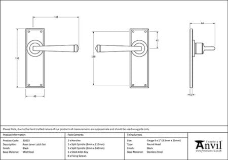 Black Avon Lever Latch Set | 33823 - Image 2