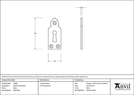 Black Gothic Escutcheon | 33866 - Image 2