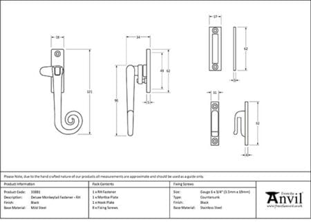 Black Locking Deluxe Monkeytail Fastener - RH | 33881 - Image 2