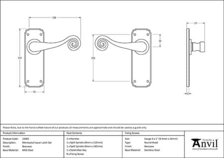Beeswax Monkeytail Lever Latch Set | 33901 - Image 2