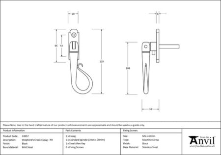 From the Anvil Shepherds Crook Espag - Black - Image 2