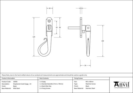 Black Shepherd's Crook Espag - LH | 33958 - Image 2