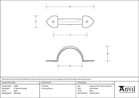 Black 4" Gothic D Handle | 33994 - Image 2