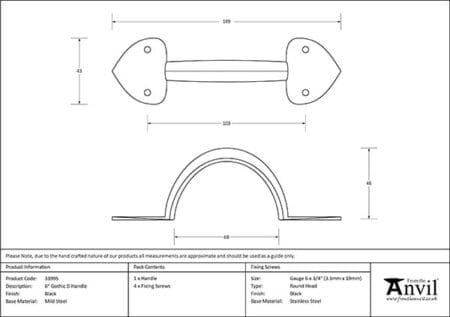 Black 6" Gothic D Handle | 33995 - Image 2