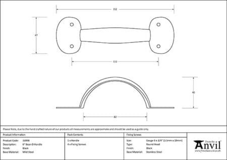 Black 6" Bean D Handle | 33998 - Image 2