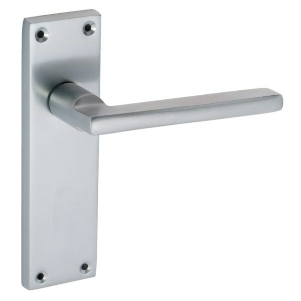 Auriga Lever Set Latch - Satin Chrome | Door Handle Set - Modern Design, (37712)