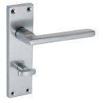 Auriga Lever Set Bathroom - Satin Chrome | Door Handle Set - Modern Design, (37713)