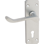 Chromaxe Lever On Backplate Satin Chrome Lock | Door Handle Set - Modern Design, High Security, Mortice Lock, CE/UKCA Certified (37806)