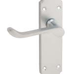 Chromaxe Lever On Backplate Satin Chrome Latch | Door Handle Set - Modern Design, (37807)