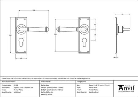 Pewter Regency Lever Euro Lock Set | 45128 - Image 2