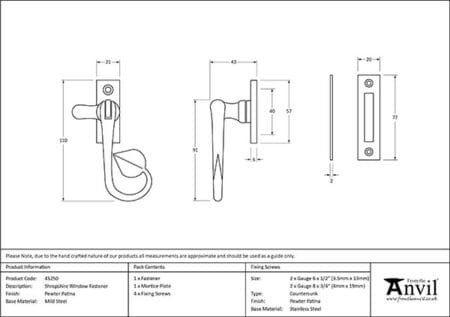 Pewter Shropshire Window Fastener | 45250 - Image 2