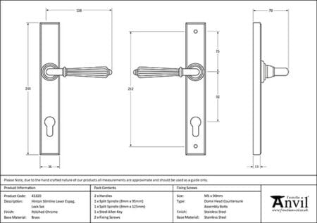 Polished Chrome Hinton Slimline Lever Espag. Lock Set | 45320 - Image 2