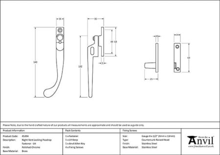 From the Anvil Night-Vent Locking Peardrop Fastener - Image 2