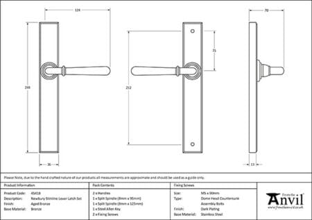 Aged Bronze Newbury Slimline Lever Latch Set | 45418 - Image 2