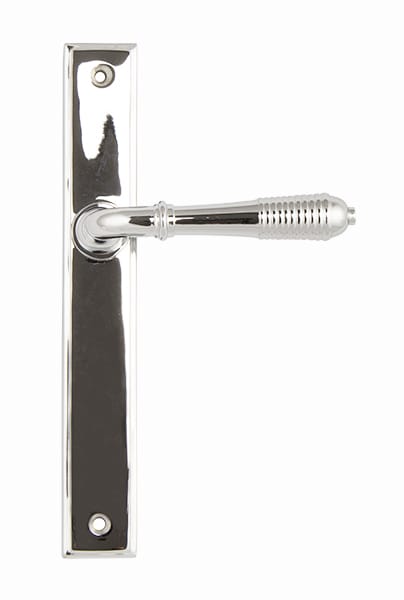 Polished Chrome Reeded Slimline Lever Latch Set | 45426