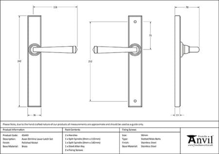 Polished Nickel Avon Slimline Lever Latch Set | 45449 - Image 2