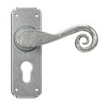 Pewter Monkeytail Lever Euro Lock Set | 45592