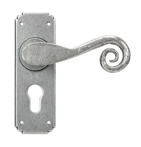 Pewter Monkeytail Lever Euro Lock Set | 45592