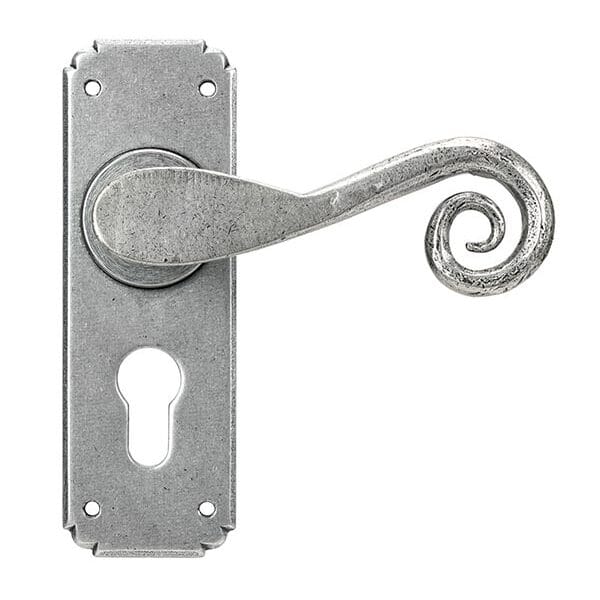 Pewter Monkeytail Lever Euro Lock Set | 45592