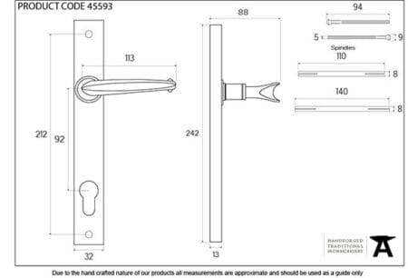 External Beeswax Cottage Slimline Lever Espag. Lock Set | 45593 - Image 2