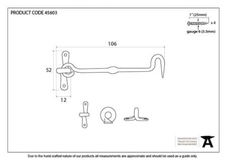 External Beeswax 4" Forged Cabin Hook | 45603 - Image 2