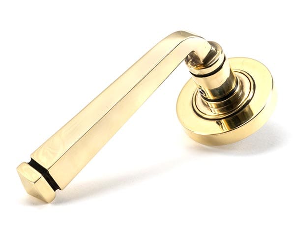 Aged Brass Avon Round Lever on Rose Set (Plain) | 45611