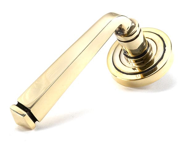 Aged Brass Avon Round Lever on Rose Set (Art Deco) | 45612