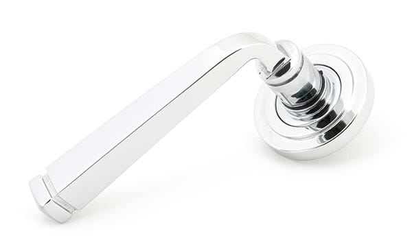 Polished Chrome Avon Round Lever on Rose Set (Art Deco) | 45616