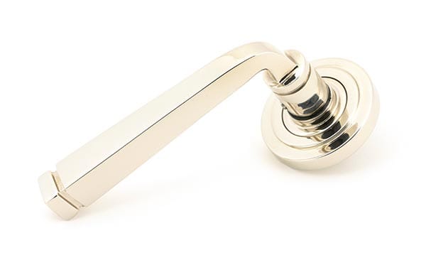 Polished Nickel Avon Round Lever on Rose Set (Art Deco) | 45620