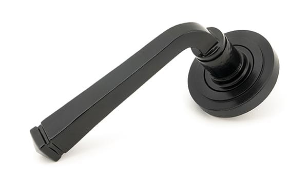 Black Avon Round Lever on Rose Set (Art Deco) | 45624