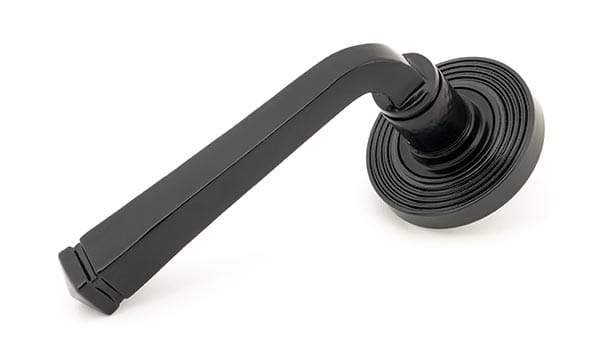 Black Avon Round Lever on Rose Set (Beehive) | 45625