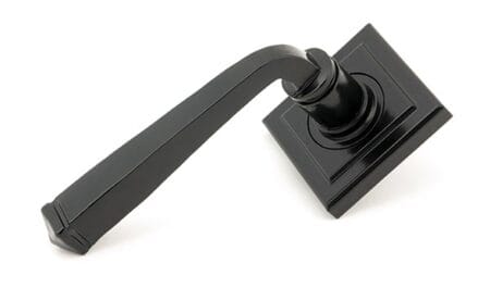 Black Avon Round Lever on Rose Set (Square) | 45626