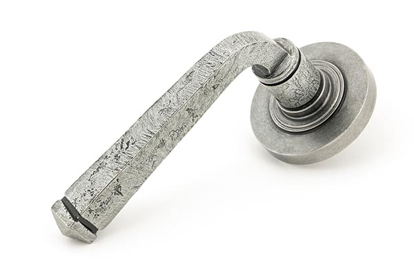 Pewter Avon Round Lever on Rose Set (Plain) | 45631