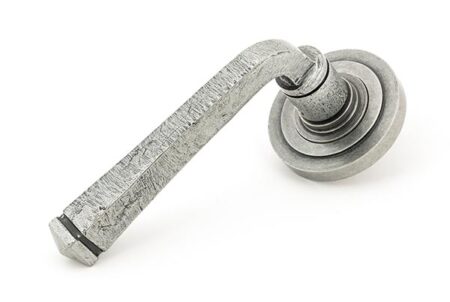 Pewter Avon Round Lever on Rose Set (Art Deco) | 45632