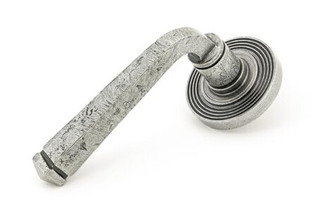 Pewter Avon Round Lever on Rose Set (Beehive) | 45633