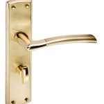 Tifosi Design Lever On Plate Polished Brass/Satin Brass - Bathroom | Door Handle Set - Modern Design, (63151)