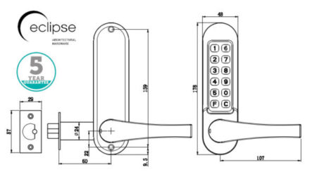 ED50 Heavy Duty Lever Handle Digital Lock | Door Handle Set - Modern Design, High Security, Mortice Lock, CE/UKCA Certified (70261) - Image 2