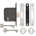 Eclipse CE, UKCA 3L Mortice Deadlock Case 63mm NP | Door Lock Mechanism - High Security, Mortice Lock, CE/UKCA Certified (71015)