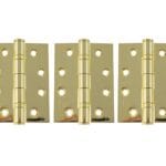 Atlantic Polished Brass Atlantic Ball Bearing Hinges Grade 13 Fire Rated 4" x 3" x 3mm set of 3 - (AH1433EB(3))