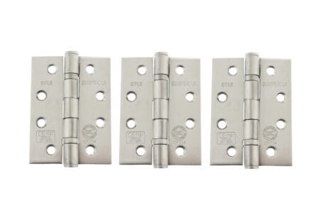 Atlantic Satin Stainless Steel Atlantic Ball Bearing Hinges Grade 13 Fire Rated 4" X 3" X 3mm set of 3 - (AH1433SSS(3))