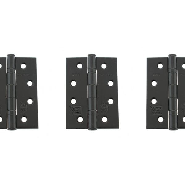 Matt Black Atlantic Ball Bearing Hinges Grade 11 Fire Rated 4" x 3" x 2.5mm set of 3 - (AHG111433MB(3))