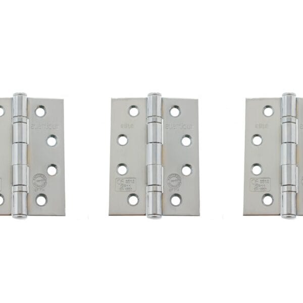 Polished Chrome Atlantic Ball Bearing Hinges Grade 11 Fire Rated 4" x 3" x 2.5mm set of 3 - (AHG111433PC(3))