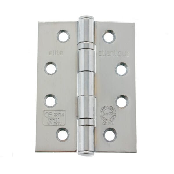Polished Chrome Atlantic Ball Bearing Hinges Grade 11 Fire Rated 4" x 3" x 2.5mm - (AHG111433PC)