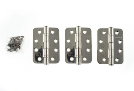 Polished Stainless Steel Atlantic Radius Corner Ball Bearing Hinges 4" X 3" X 3mm set of 3 - (AHR1433PSS(3))