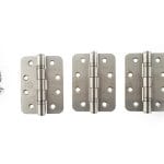 Satin Stainless Steel Atlantic Radius Corner Ball Bearing Hinges 4" X 3" X 3mm set of 3 - (AHR1433SSS(3))